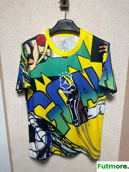 2026 Jordan Brazil World Cup Lifestyle Vibrant Blue Yellow Jersey