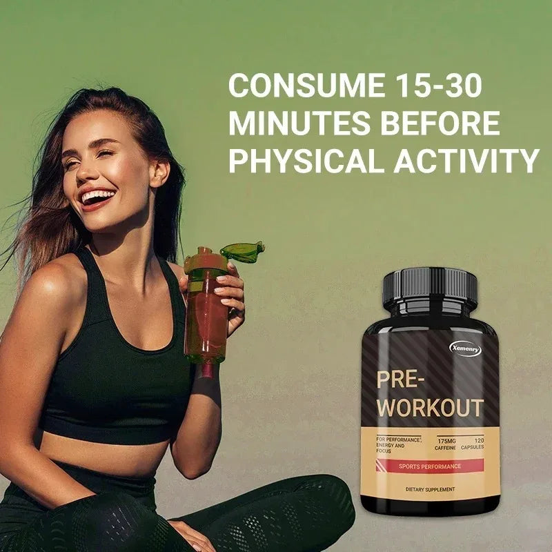 Pre-Workout Supplements - Helps with Energy, Endurance, Muscle Mass and Focus