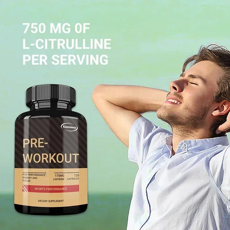 Pre-Workout Supplements - Helps with Energy, Endurance, Muscle Mass and Focus