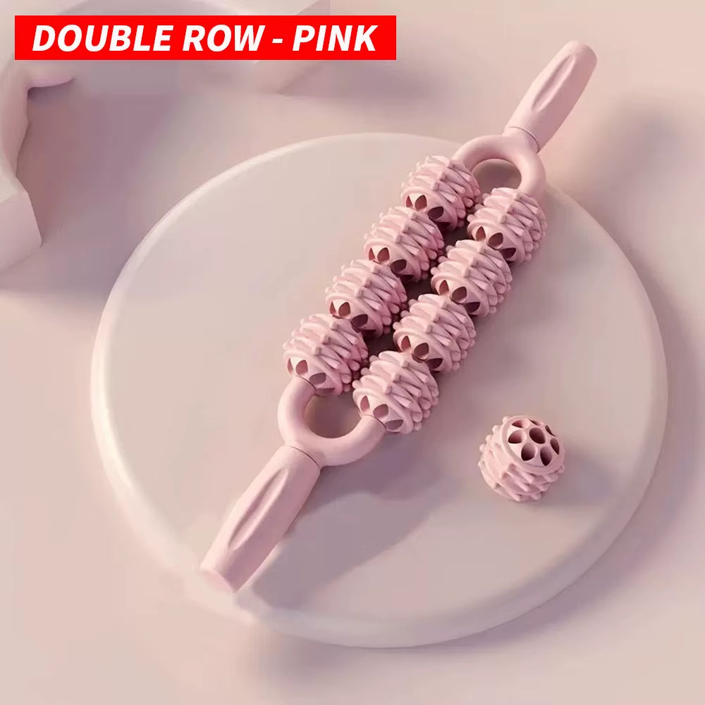 Double Row Massage Roller Massage Stick Muscle Relaxation Massage Tool - a Must-Have for Home Massage Relaxation