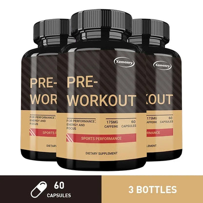 Pre-Workout Supplements - Helps with Energy, Endurance, Muscle Mass and Focus